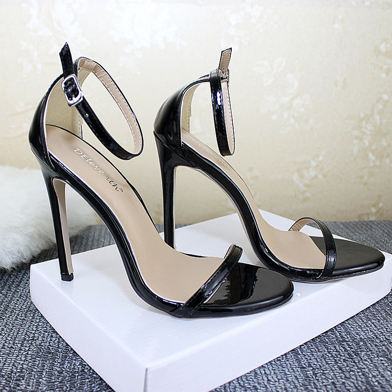 Thin Strap Open Toed Stilettos (Multiple Colors)