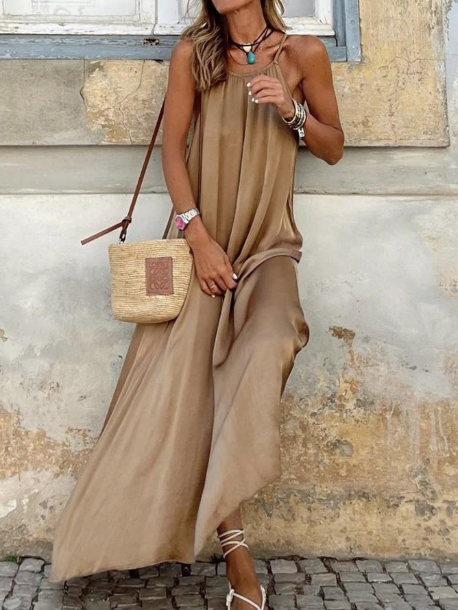 Long Loose Goddess Dress (Khaki)