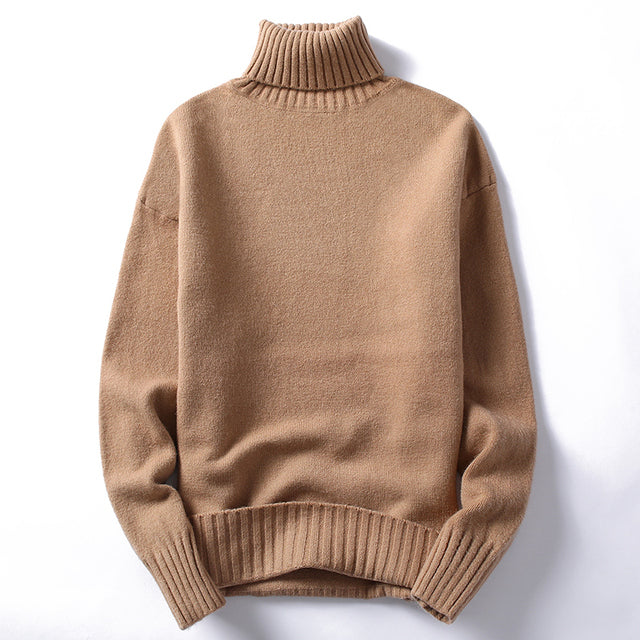 Men's Large Rib Detail Turtleneck Sweater (Multiple Colors)