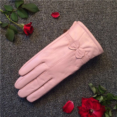 Women's Sheepskin Bow Driving Gloves (Multiple Colors)