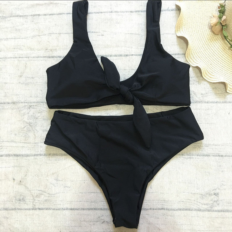 Tie Front High Waisted Bikini (Multiple Colors)