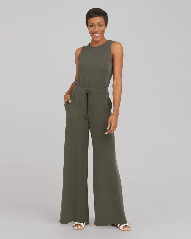 Women's Comfy & Sleek Lace Up Jumpsuit Wide Leg Pants (Multiple Colors)