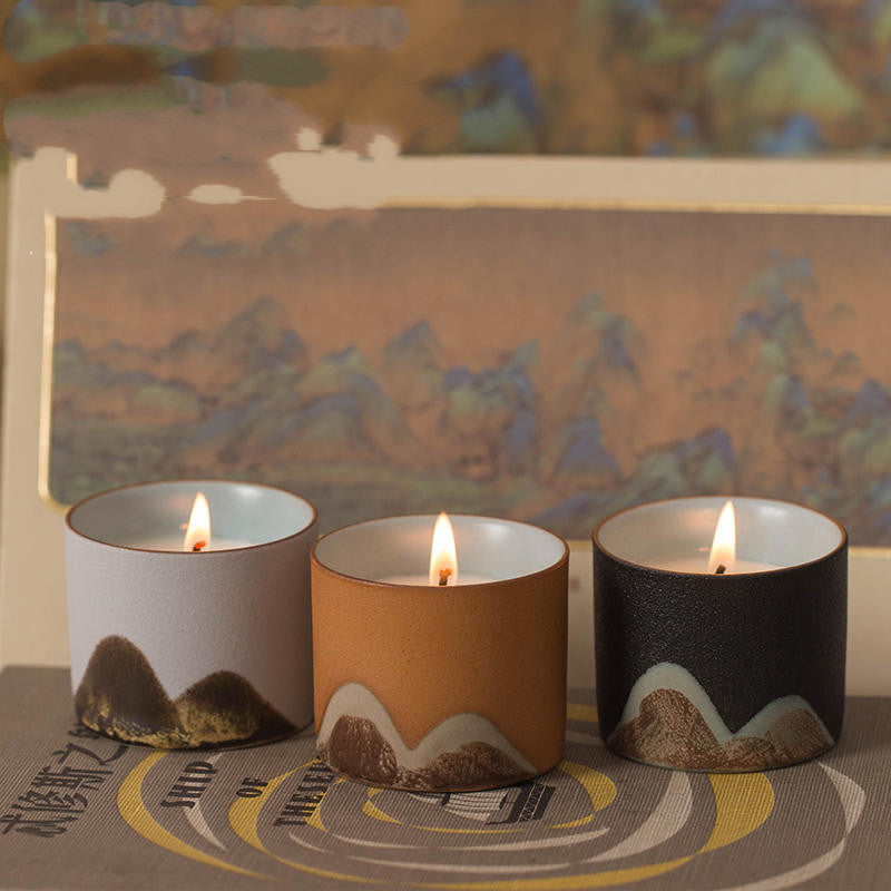 Scenic Ceramics Handcrafted Tea Cup Aromatherapy Candles (Multiple Colors)