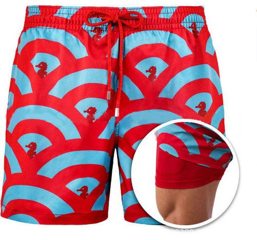 Mens Printed Board Shorts Double Layers (Multiple Patterns/Colors)