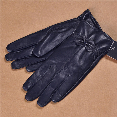 Women's Sheepskin Bow Driving Gloves (Multiple Colors)