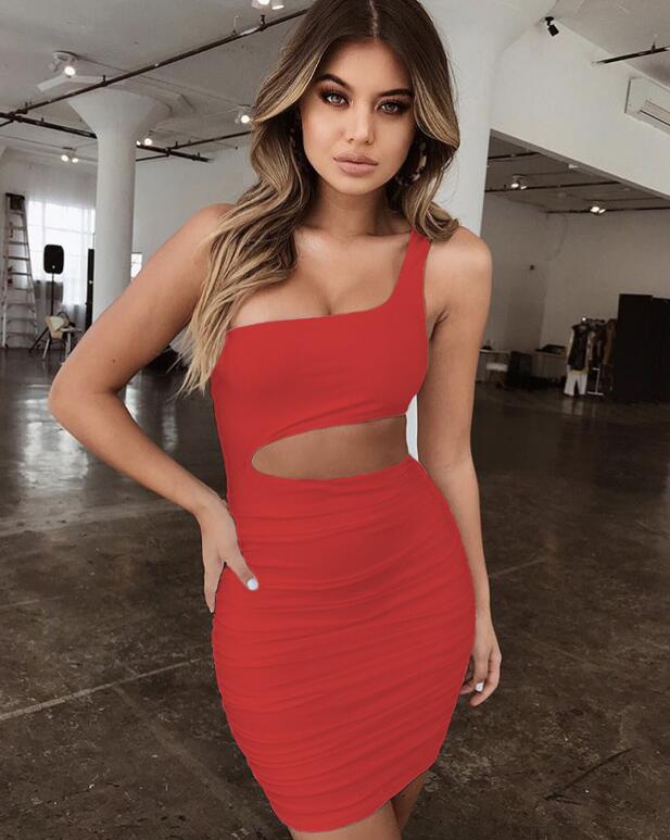 Body-Con One Shoulder Strap Cut Out Dress (Multiple Colors)