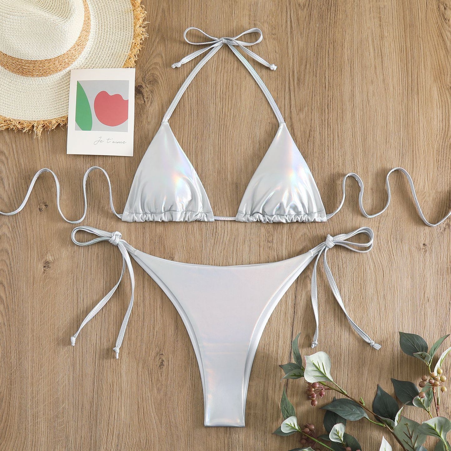 Metallic String Triangle Bikini (Multiple Colors)