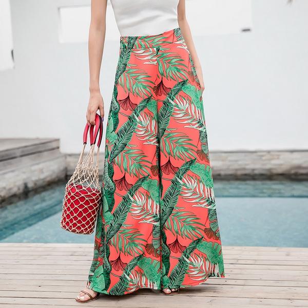 Meije Tropical Print Wide Leg Pant (Red)