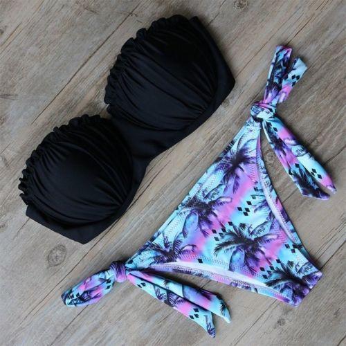 Strapless Island Print String Bikini (Multiple Colors)