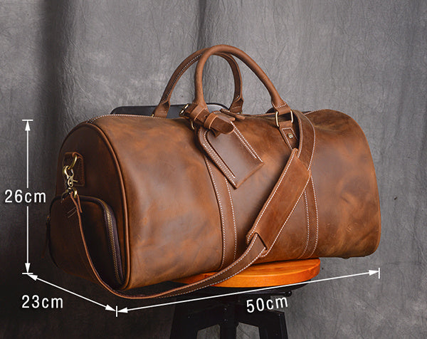 Retro Leather Duffle Bag w/Shoe Compartment (Multiple Colors)