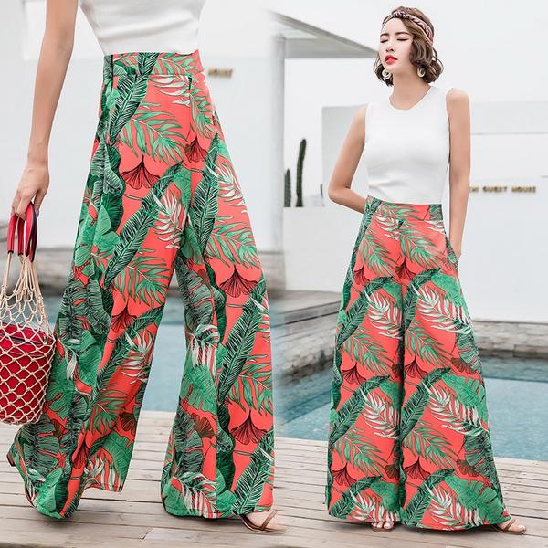 Meije Tropical Print Wide Leg Pant (Red)