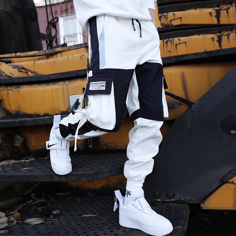 Drawstring Pants Pants Hip Hop Loose Stitching Contrast Color Casual Pants (Multiple Colors)