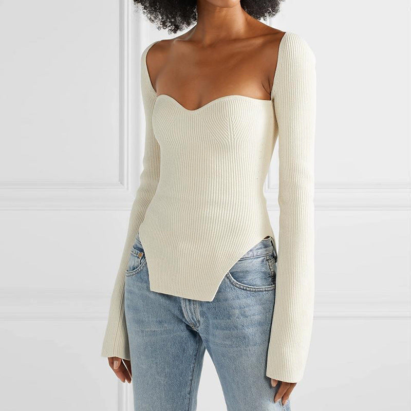 Square Sweetheart Neck Faux Bodysuit Top (Multiple Colors)