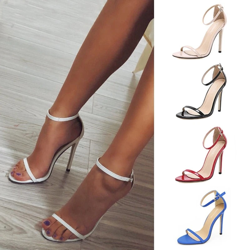 Thin Strap Open Toed Stilettos (Multiple Colors)