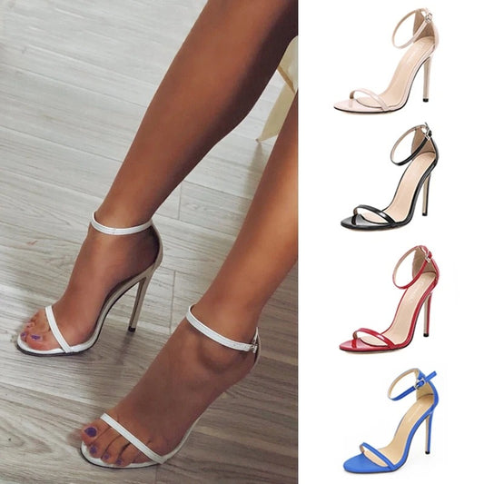 Thin Strap Open Toed Stilettos (Multiple Colors)