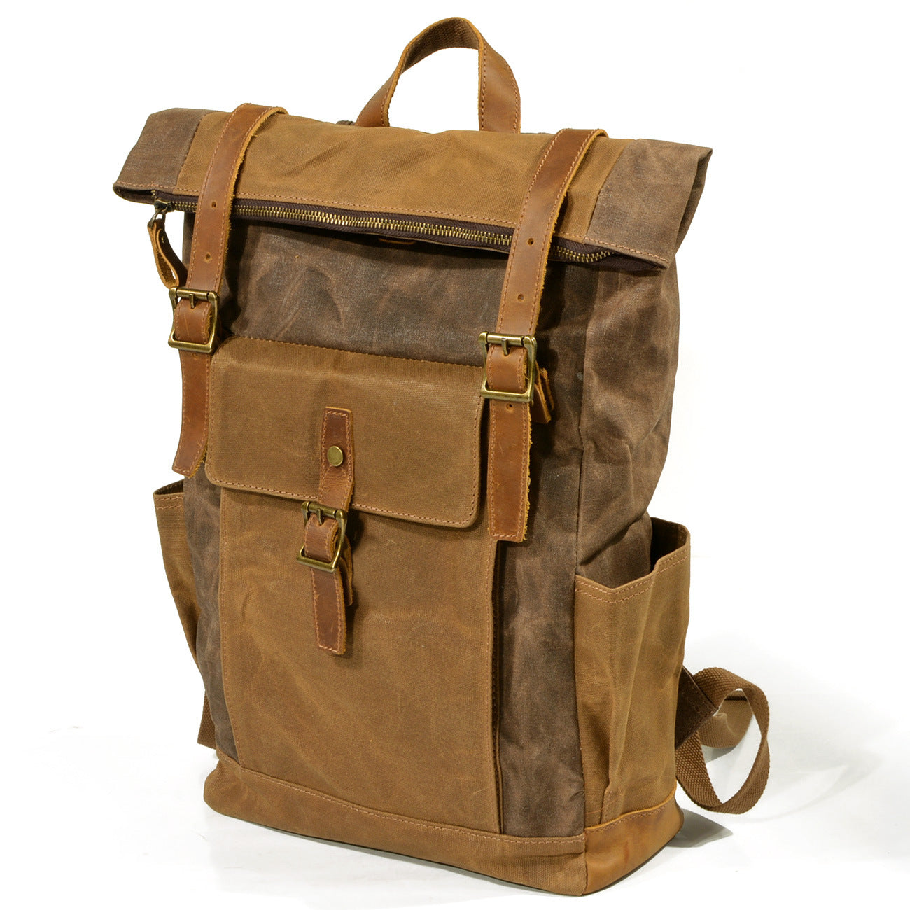 Large Capacity Waterproof Cowhide/Canvas Backpack (Multiple Colors)