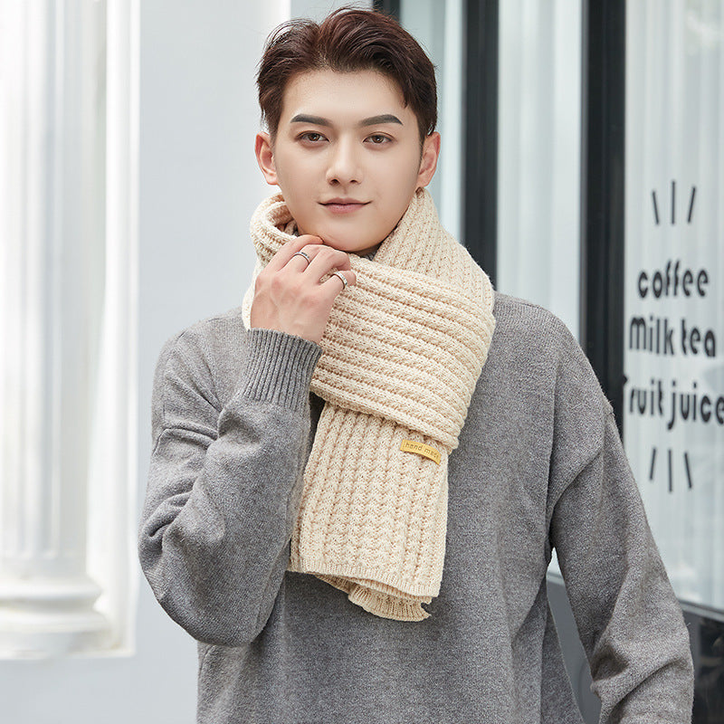 Unisex Solid Color Wool Long Warm Knitted Scarf (Multiple Colors)