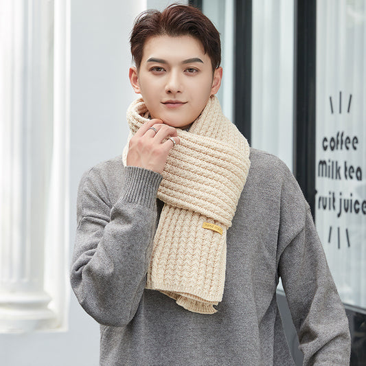 Unisex Solid Color Wool Long Warm Knitted Scarf (Multiple Colors)