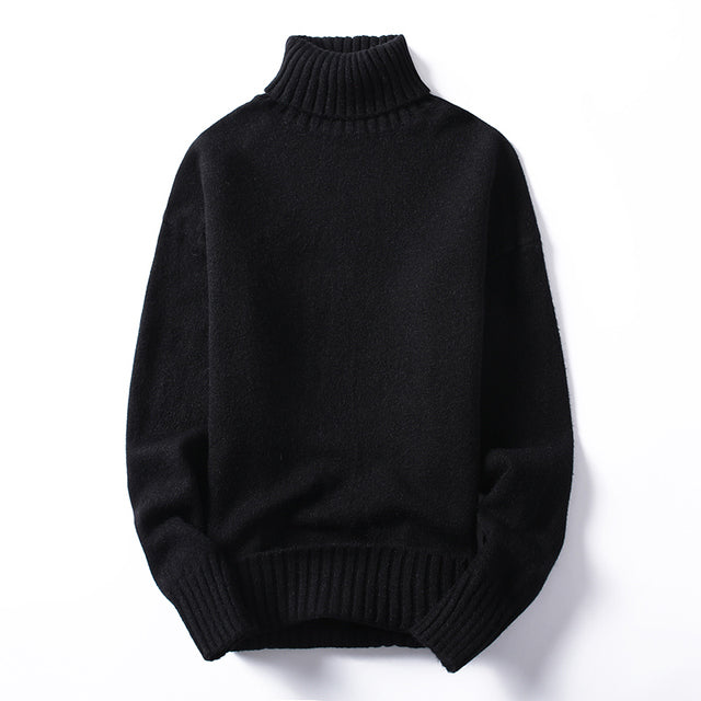 Men's Large Rib Detail Turtleneck Sweater (Multiple Colors)