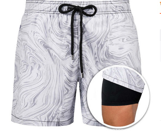 Mens Printed Board Shorts Double Layers (Multiple Patterns/Colors)