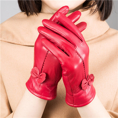 Women's Sheepskin Bow Driving Gloves (Multiple Colors)