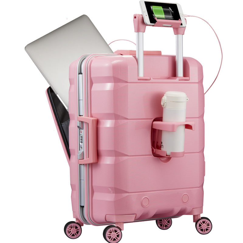 Multifunctional Computer Luggage Aluminum Frame Roller w/Cup & Phone Holder (Multiple Colors)