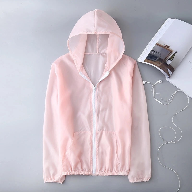 Pastel Thin Sun Protection Hooded Jacket (Multiple Colors)