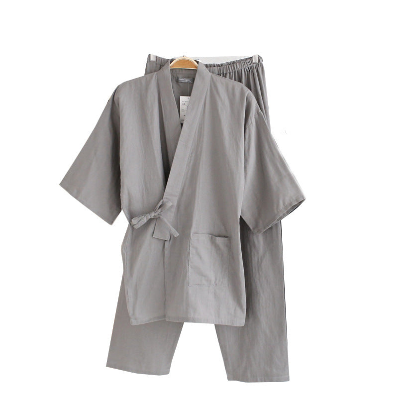 Men's Kimono Cotton Double Gauze Loose Pajamas (Multiple Colors)