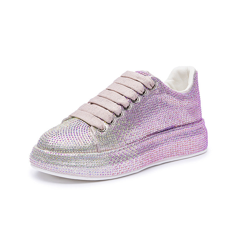 Rhinestone Sparkle Platform Lace-Up Sneakers (Multiple Colors)