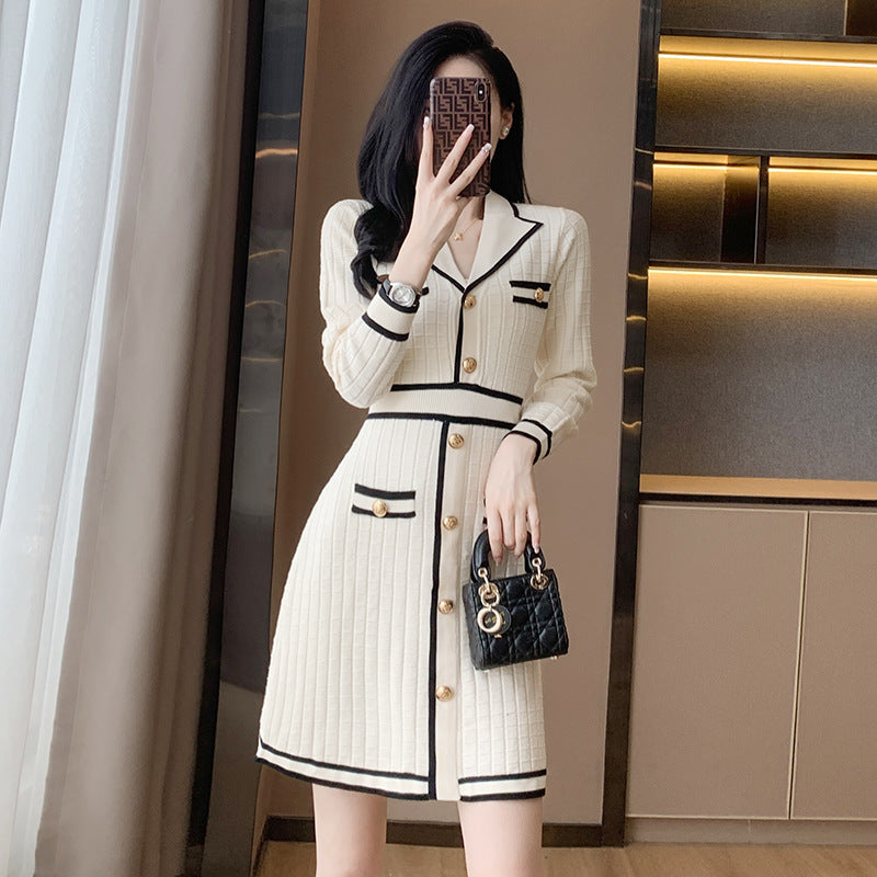 Chanel Inspired Classic Style Knitted Short Dress (Multiple Colors)