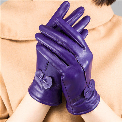 Women's Sheepskin Bow Driving Gloves (Multiple Colors)