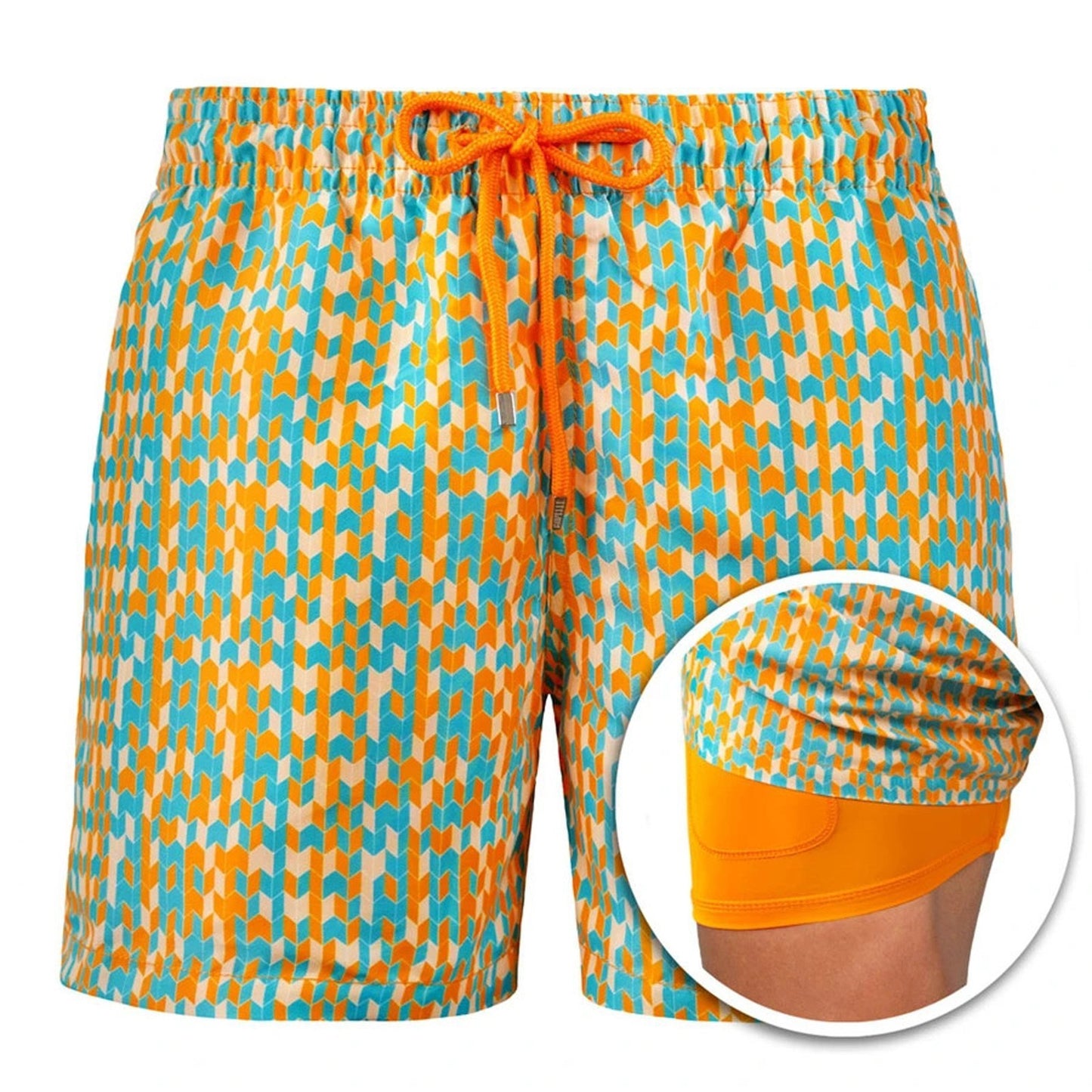 Mens Printed Board Shorts Double Layers (Multiple Patterns/Colors)