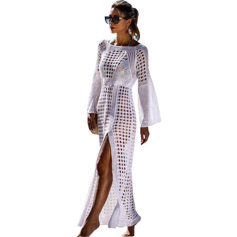 Eyelet Knit Beach Cover-Up Dress (White)