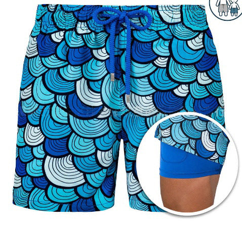 Mens Printed Board Shorts Double Layers (Multiple Patterns/Colors)