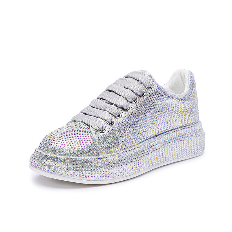 Rhinestone Sparkle Platform Lace-Up Sneakers (Multiple Colors)