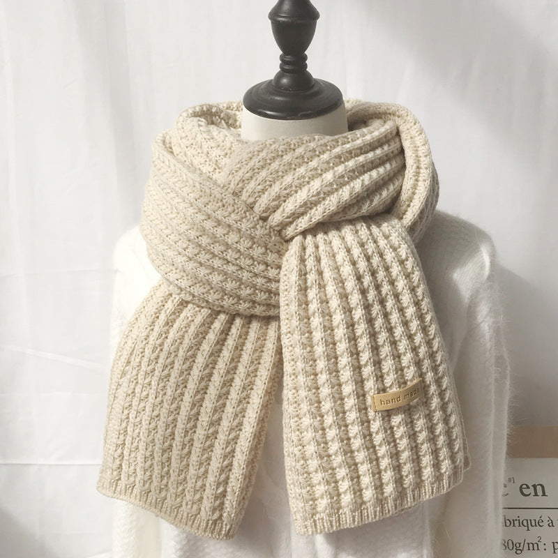 Unisex Solid Color Wool Long Warm Knitted Scarf (Multiple Colors)