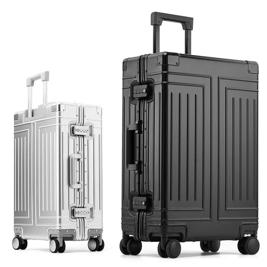 Letrend Retro Black Aluminum Spinner Rolling Luggage Travel Trunk (Multiple Colors)