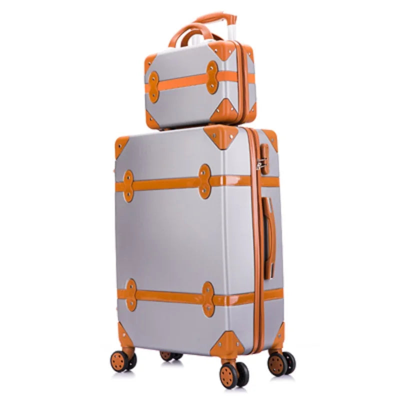 Vintage Rolling Luggage Set (2 Piece Set)