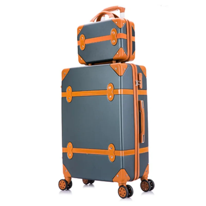 Vintage Rolling Luggage Set (2 Piece Set)