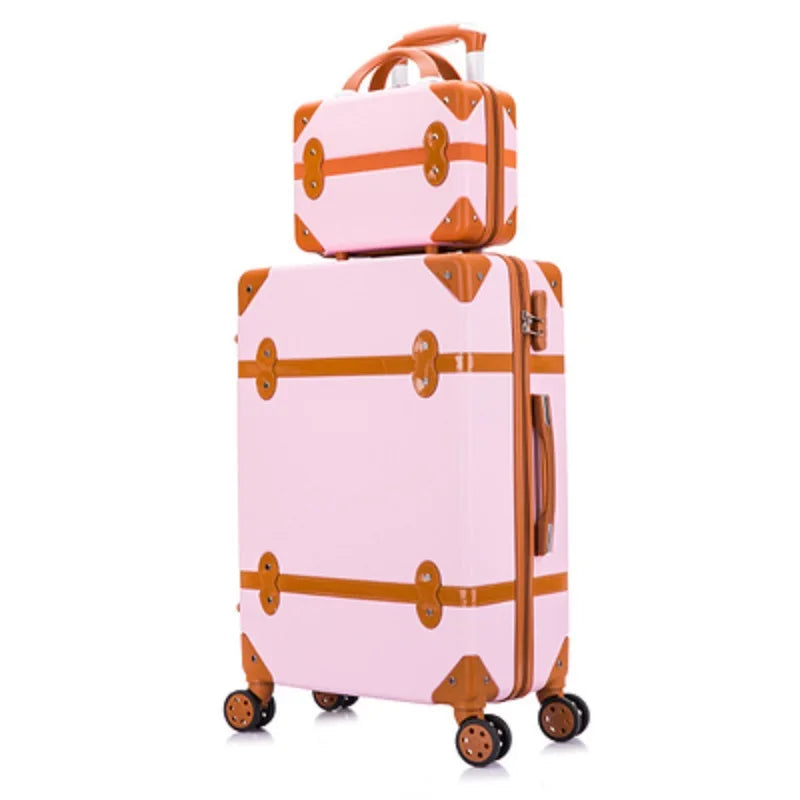 Vintage Rolling Luggage Set (2 Piece Set)