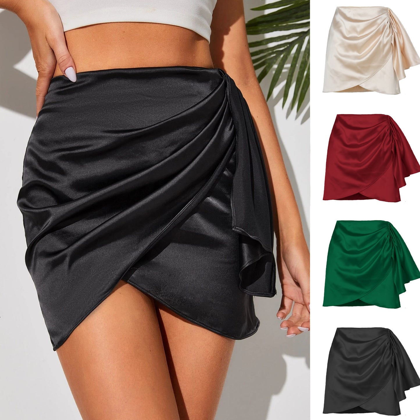 Women's Goddess Draped Short Zipper Skirt (Multiple Colors)