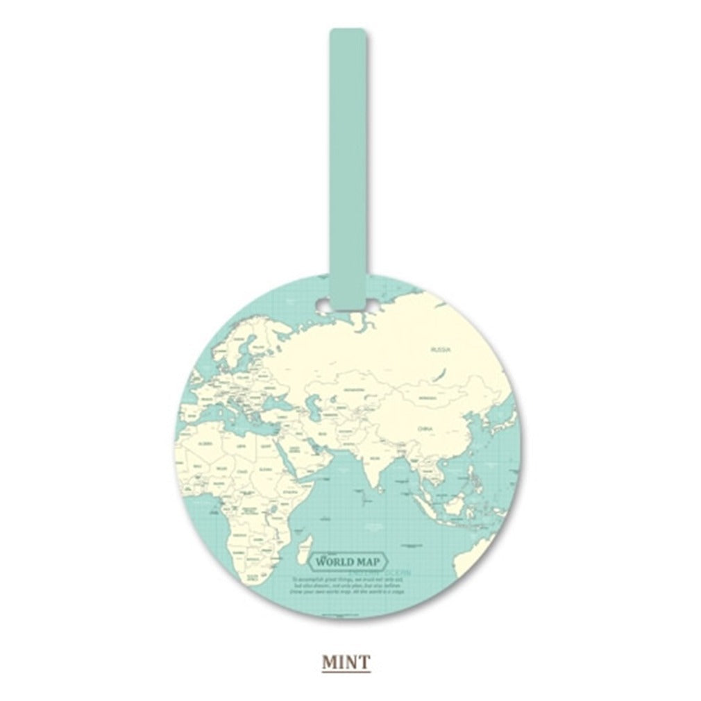 Circle World Map Luggage Tag (Multiple Colors)