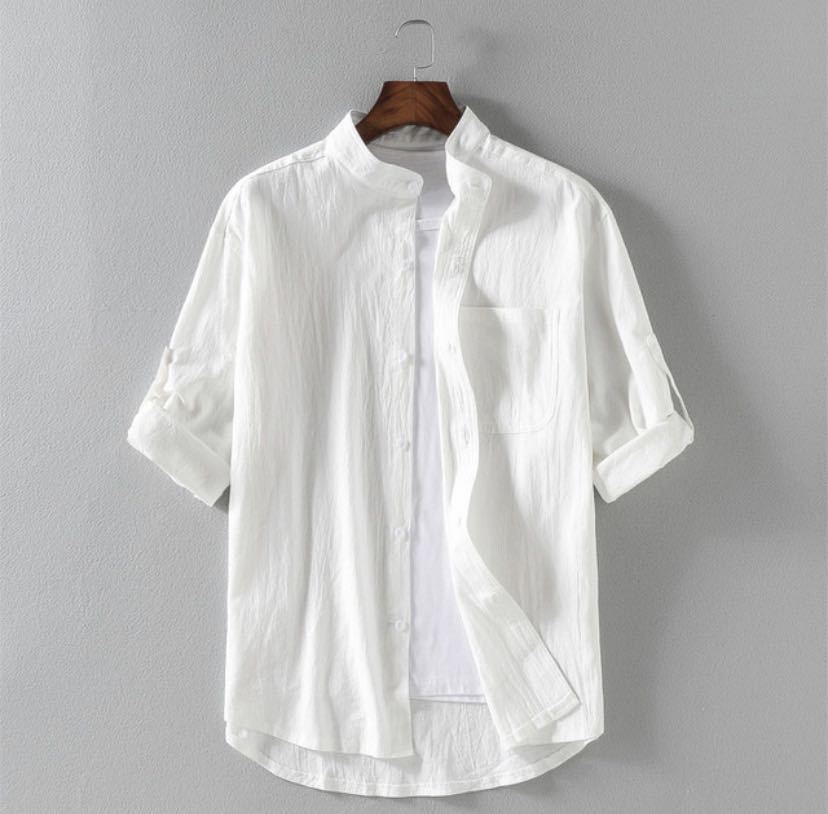 Men's Linen Stand Collar Stylish Loose Shirt (Multiple Colors)