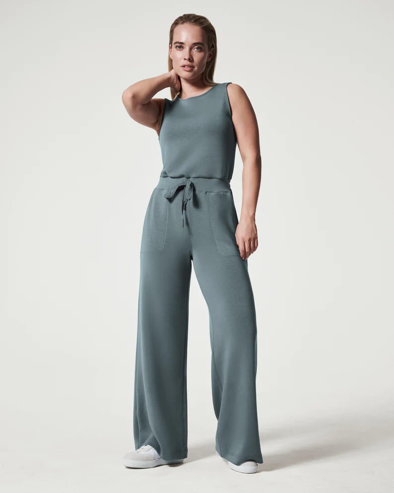 Women's Comfy & Sleek Lace Up Jumpsuit Wide Leg Pants (Multiple Colors)