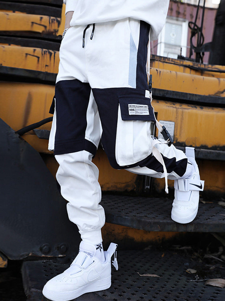 Drawstring Pants Pants Hip Hop Loose Stitching Contrast Color Casual Pants (Multiple Colors)