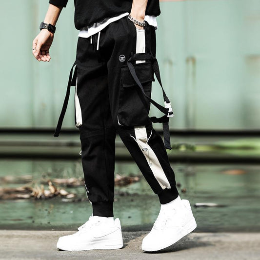 Drawstring Pants Pants Hip Hop Loose Stitching Contrast Color Casual Pants (Multiple Colors)