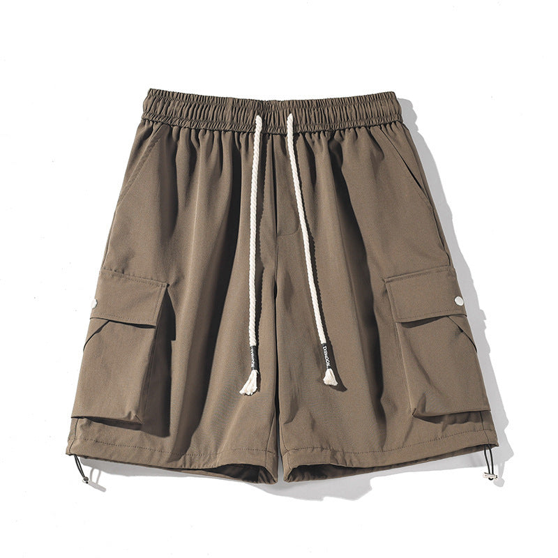 Summer Trendy Male Baggy Elastic Drawstring Cargo Shorts (Multiple Colors)