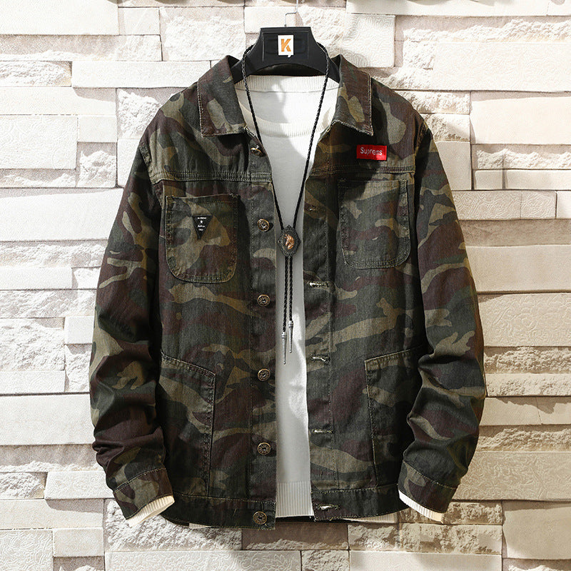 Mens Camouflage Denim Jacket