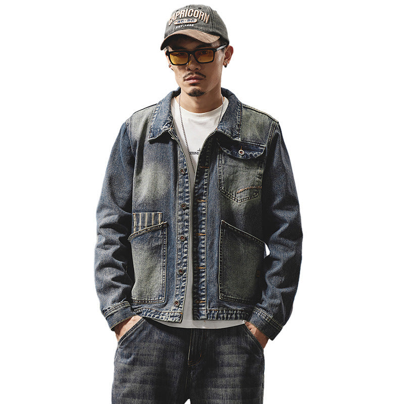 American Retro Embroidered Denim Men's Jacket