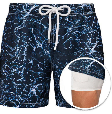 Mens Printed Board Shorts Double Layers (Multiple Patterns/Colors)